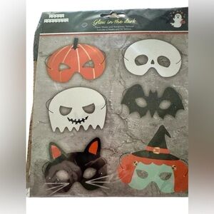 Glow in the dark Halloween Mask Set with Pumpkin, Skull, and Witch Designs